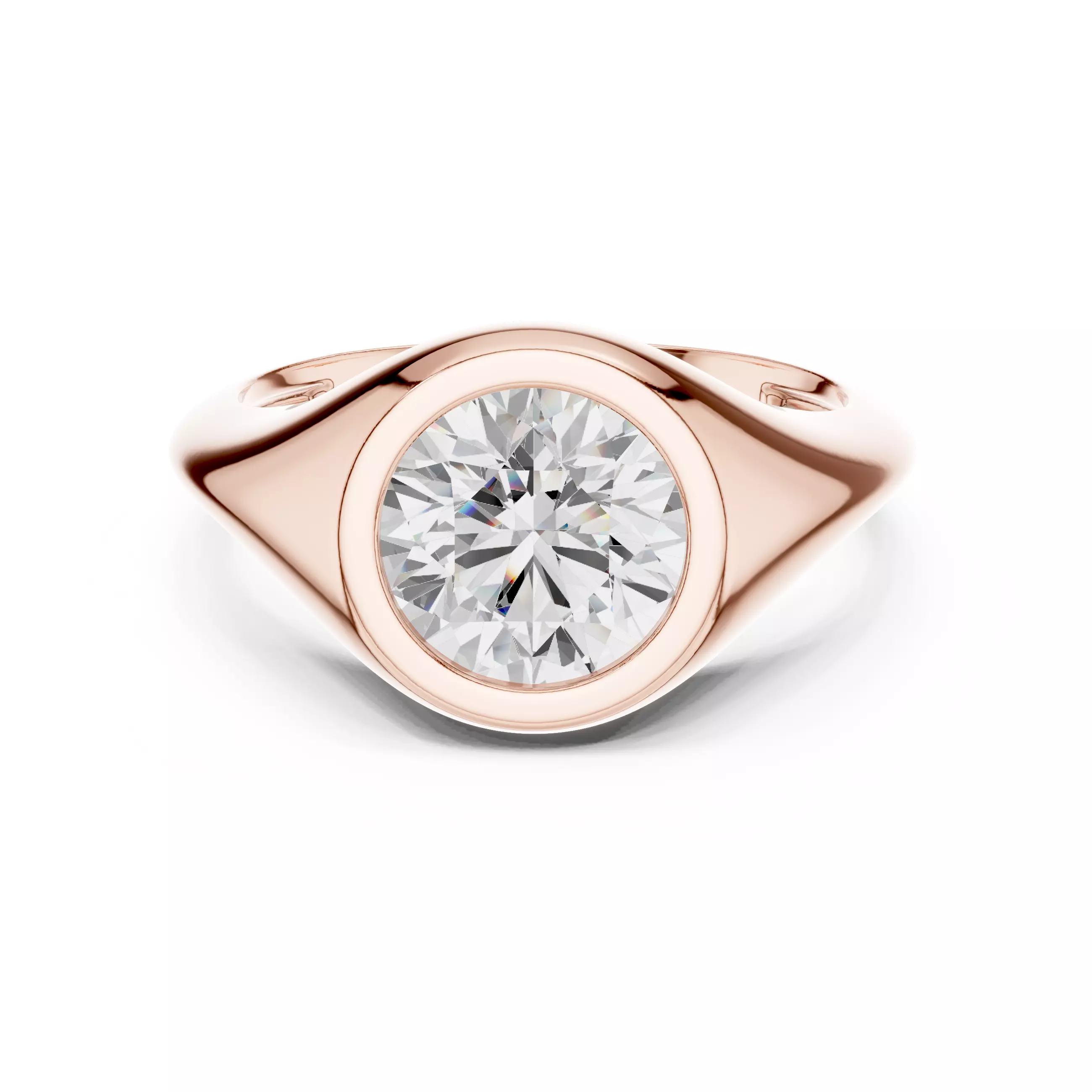 Solitaire Bezel Set Round Cut Diamond Engagement Ring  Video 3D print model_0