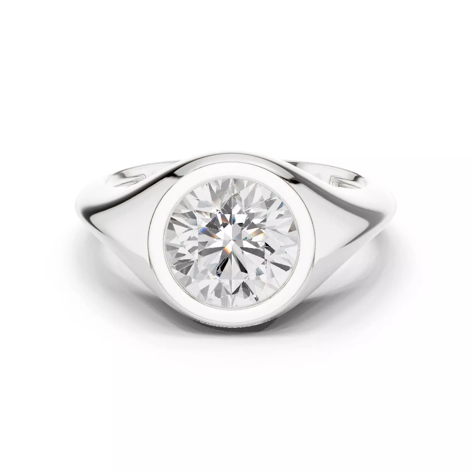 Solitaire Bezel Set Round Cut Diamond Engagement Ring  Video 3D print model_14