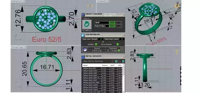 Rose Gold womam stl 3dm Jewelry Ring jr00226