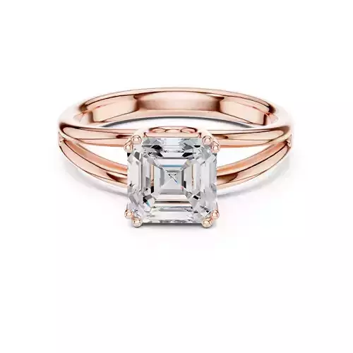 Solitaire Asscher Cut Split Shank Engagement Ring 3DM STL Video