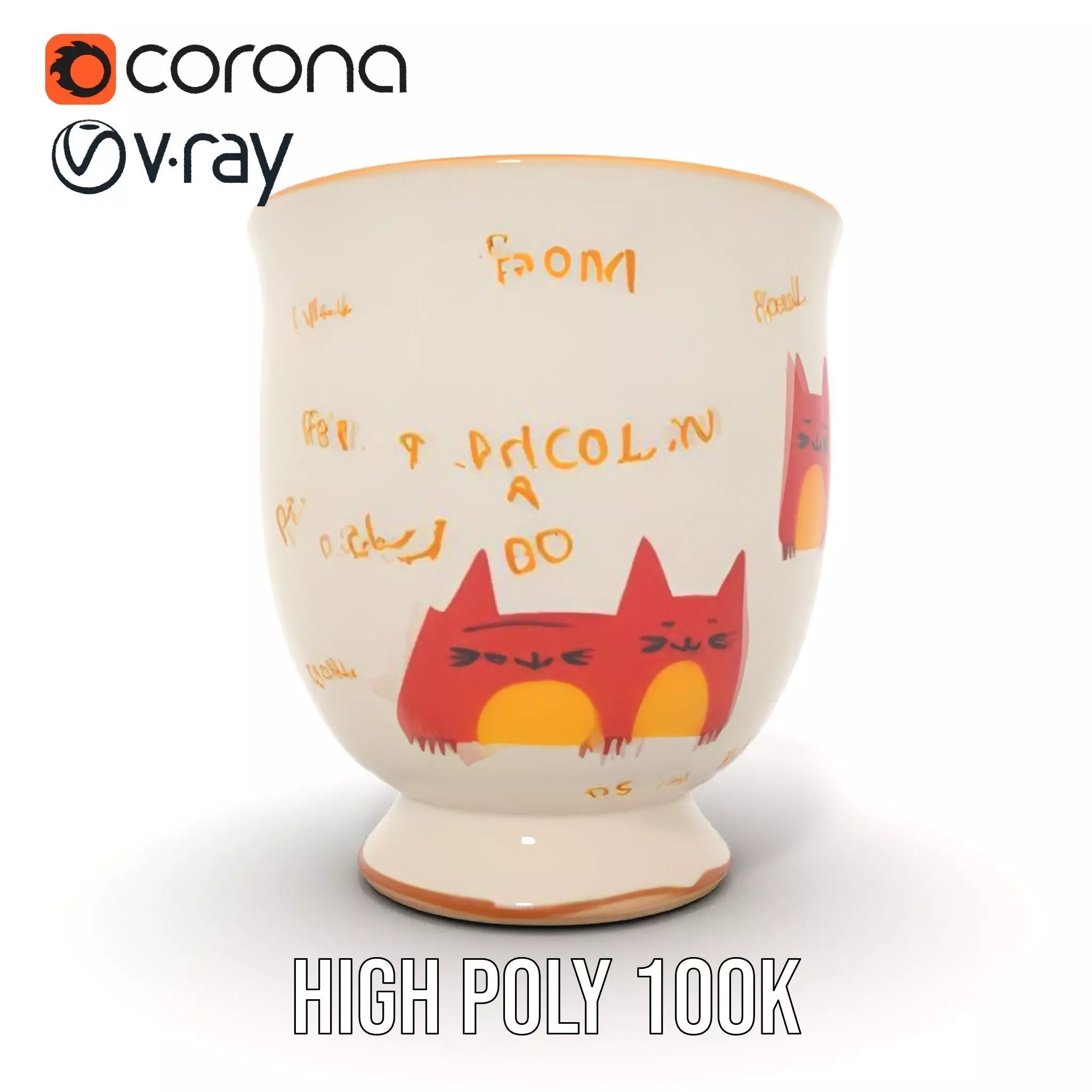 Cute Cat Mug model pack Low-poly 3D model_28