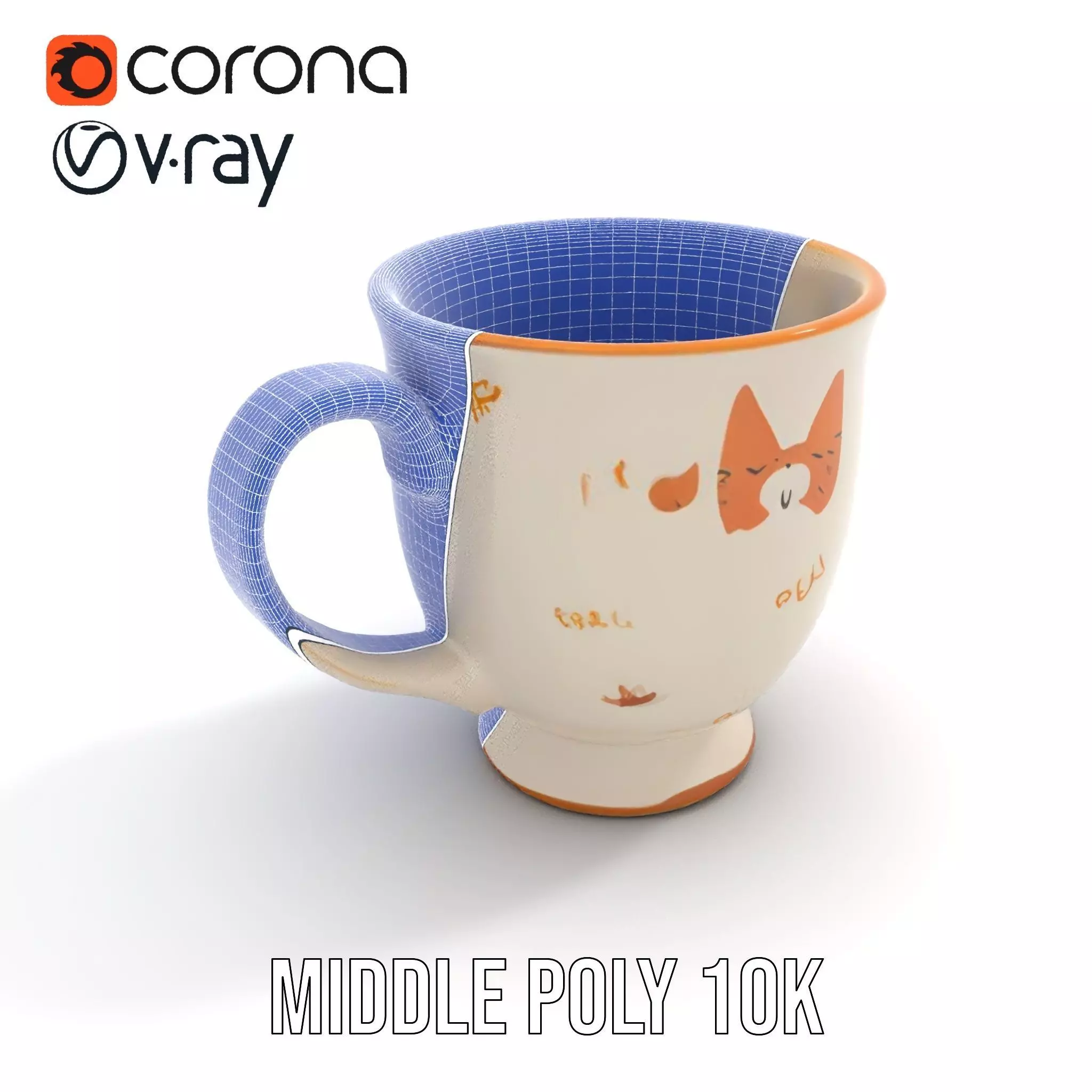 Cute Cat Mug model pack Low-poly 3D model_24