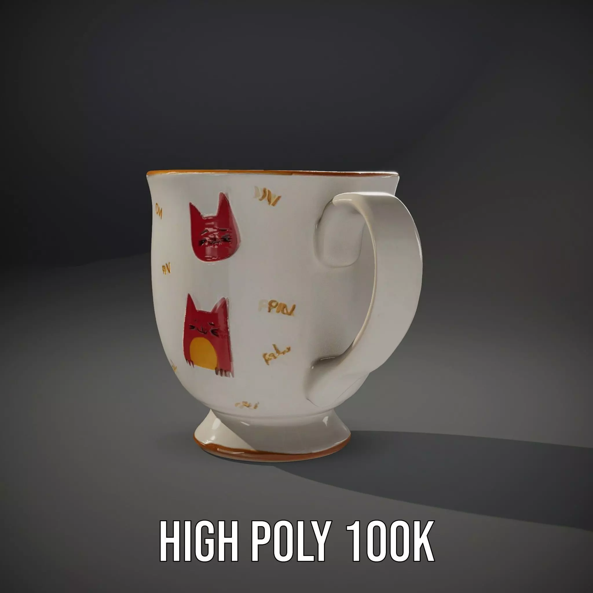 Cute Cat Mug model pack Low-poly 3D model_10