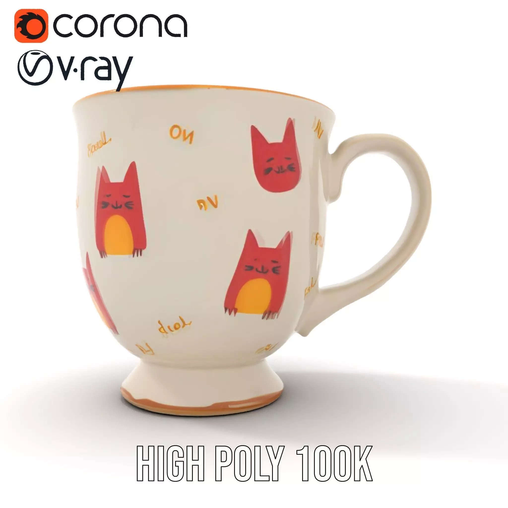 Cute Cat Mug model pack Low-poly 3D model_21