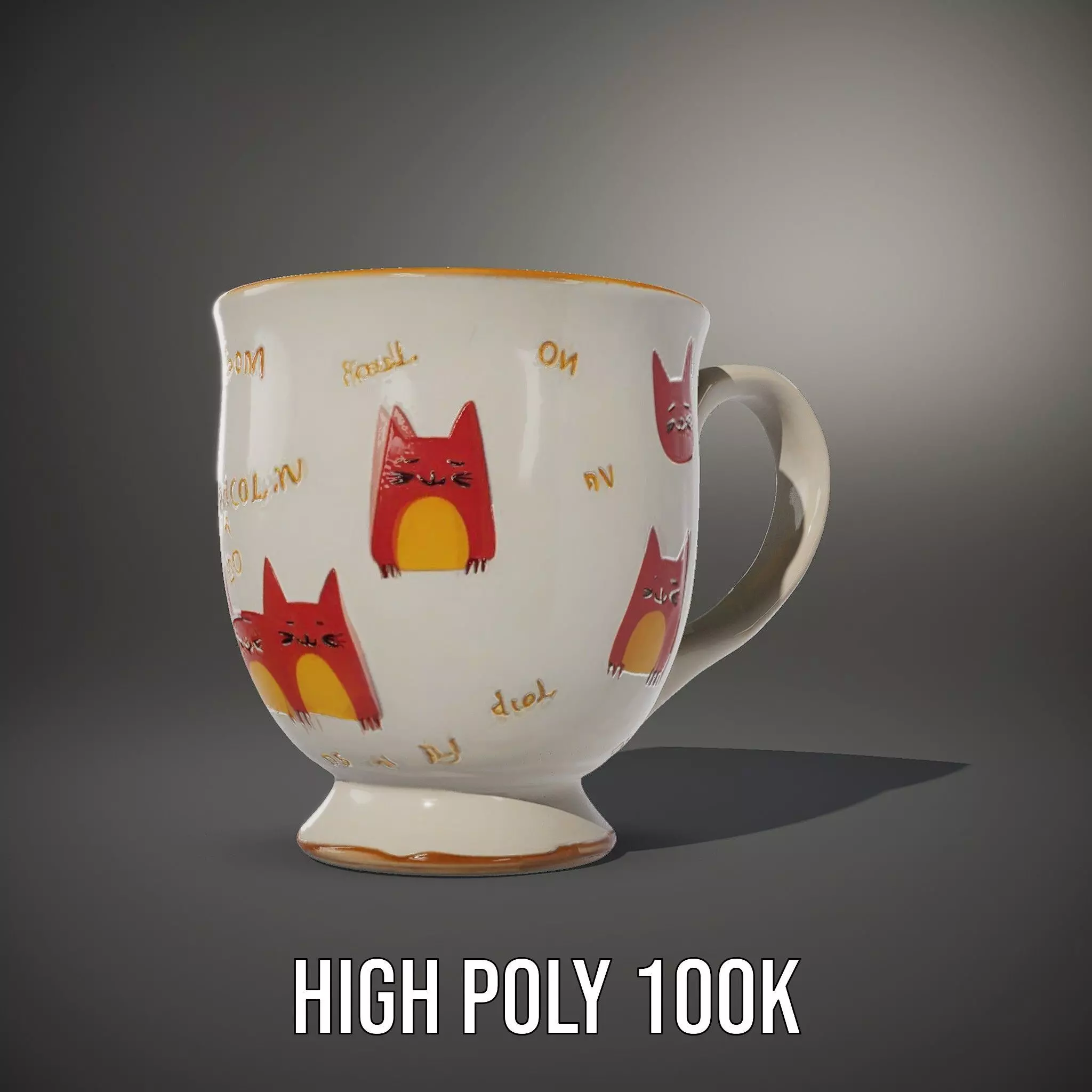 Cute Cat Mug model pack Low-poly 3D model_8