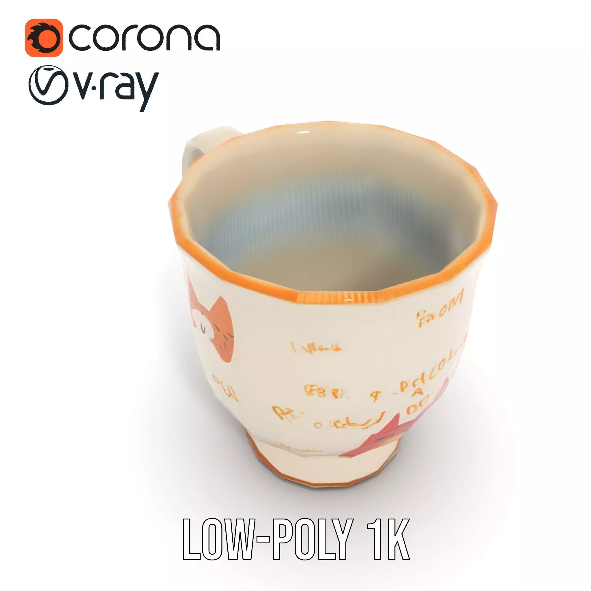 Cute Cat Mug model pack Low-poly 3D model_23