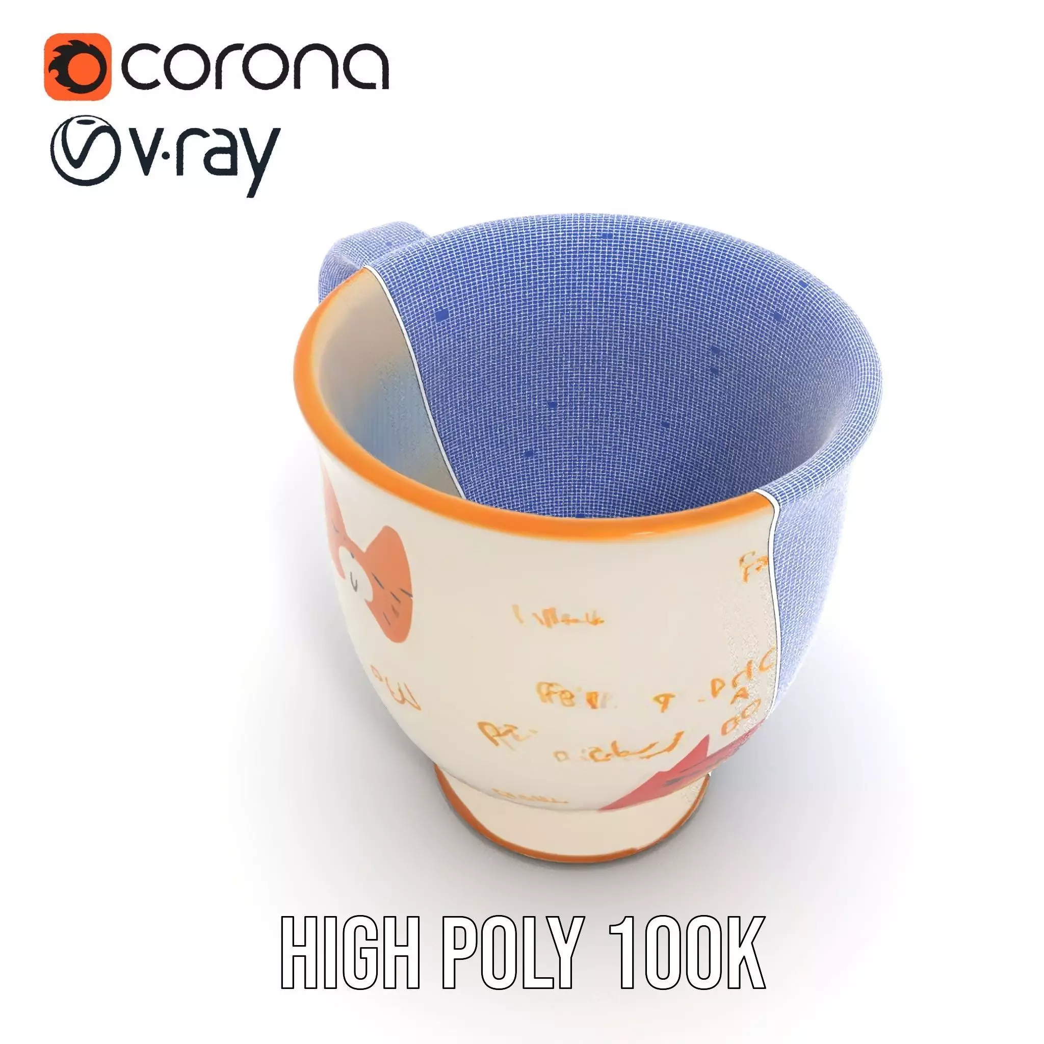 Cute Cat Mug model pack Low-poly 3D model_34