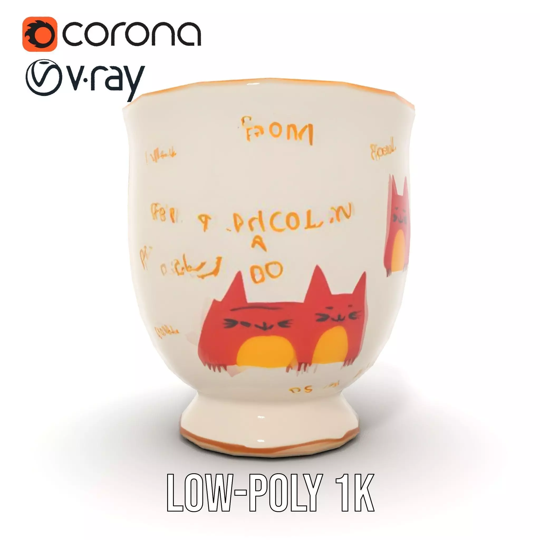 Cute Cat Mug model pack Low-poly 3D model_14