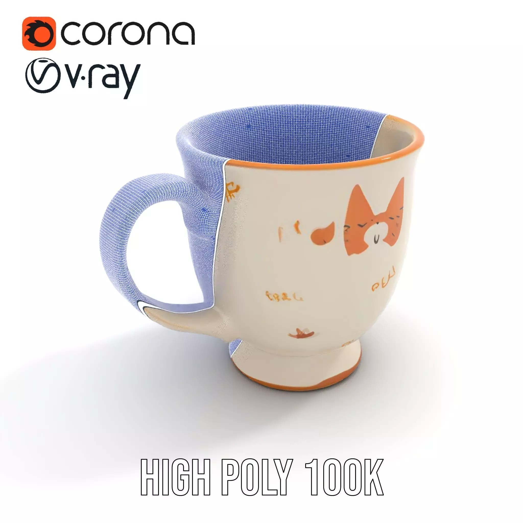 Cute Cat Mug model pack Low-poly 3D model_31