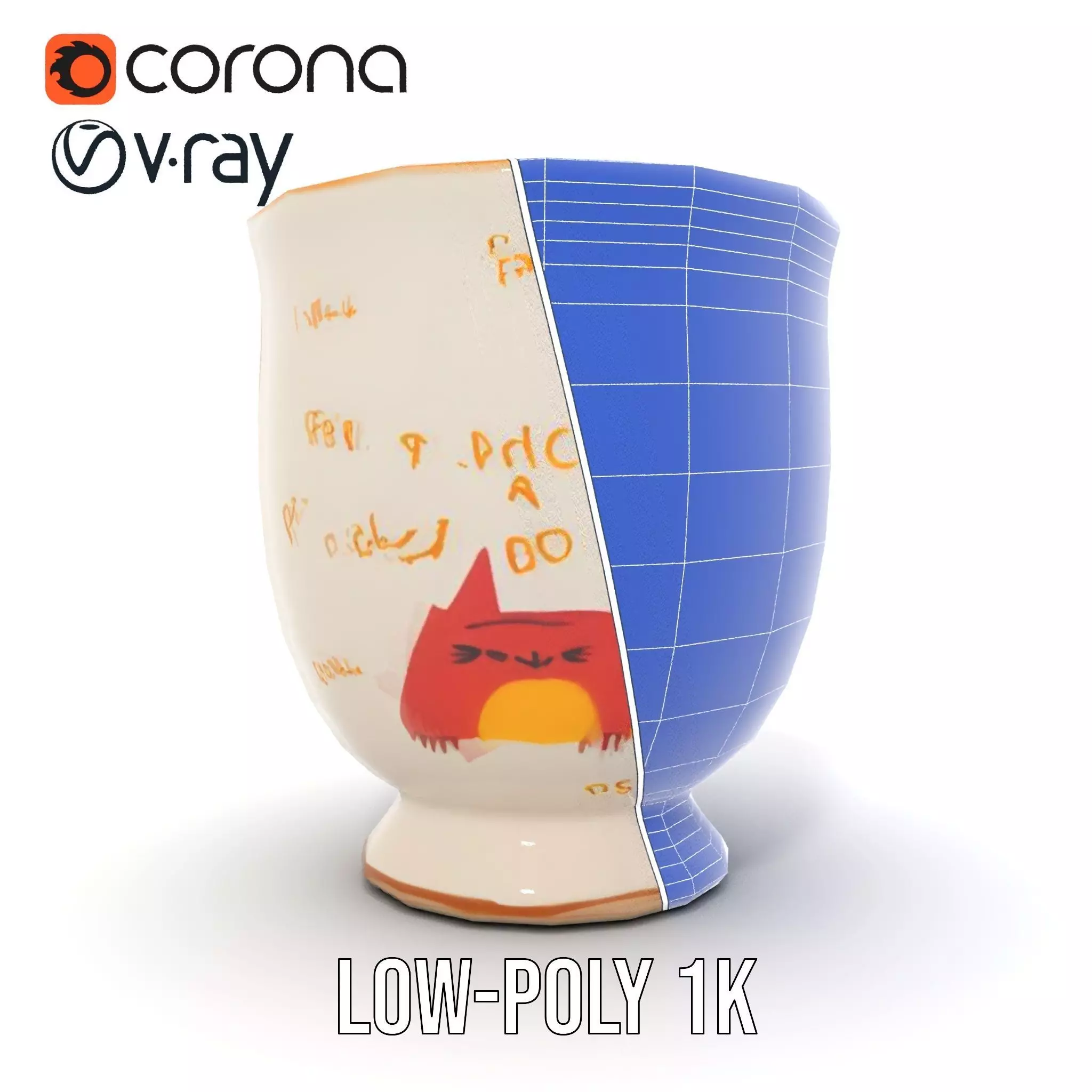 Cute Cat Mug model pack Low-poly 3D model_17