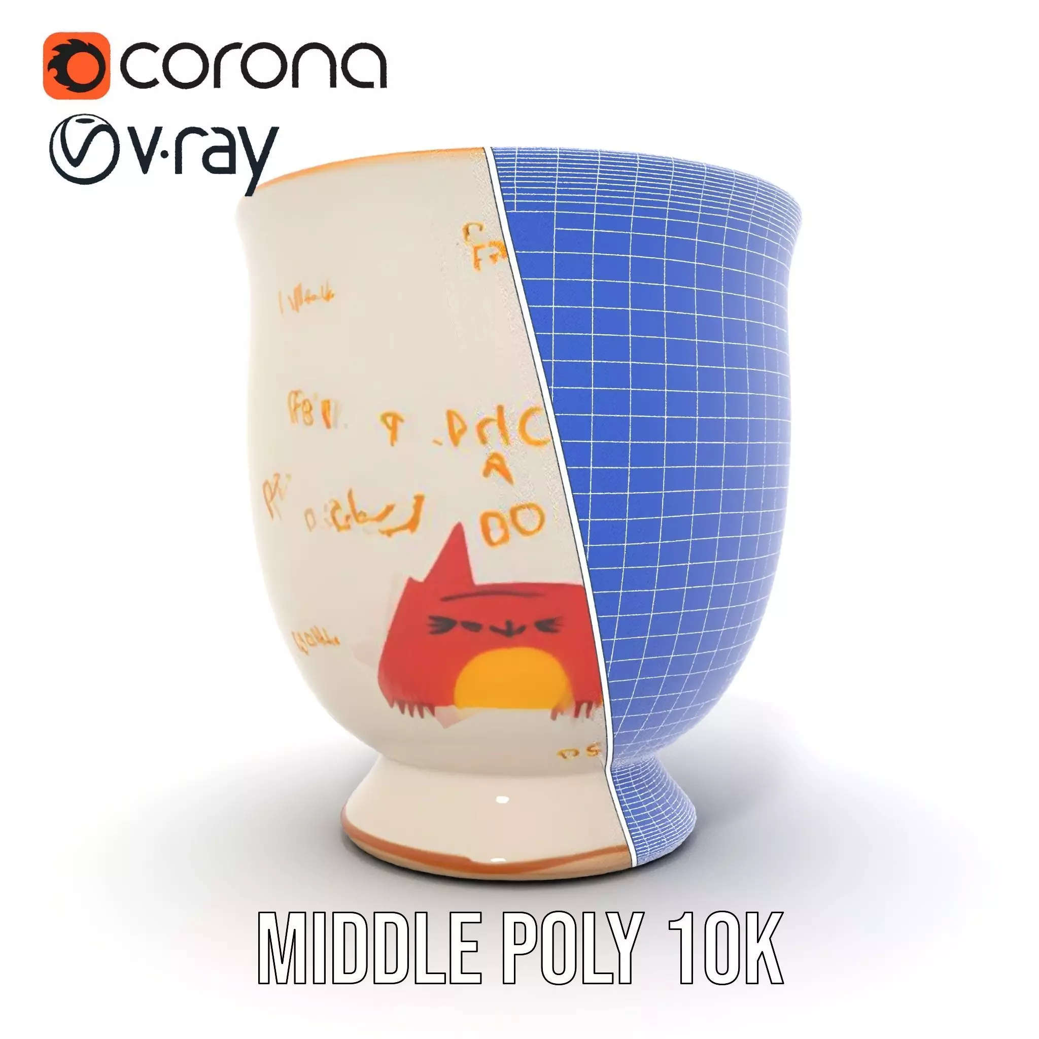 Cute Cat Mug model pack Low-poly 3D model_22