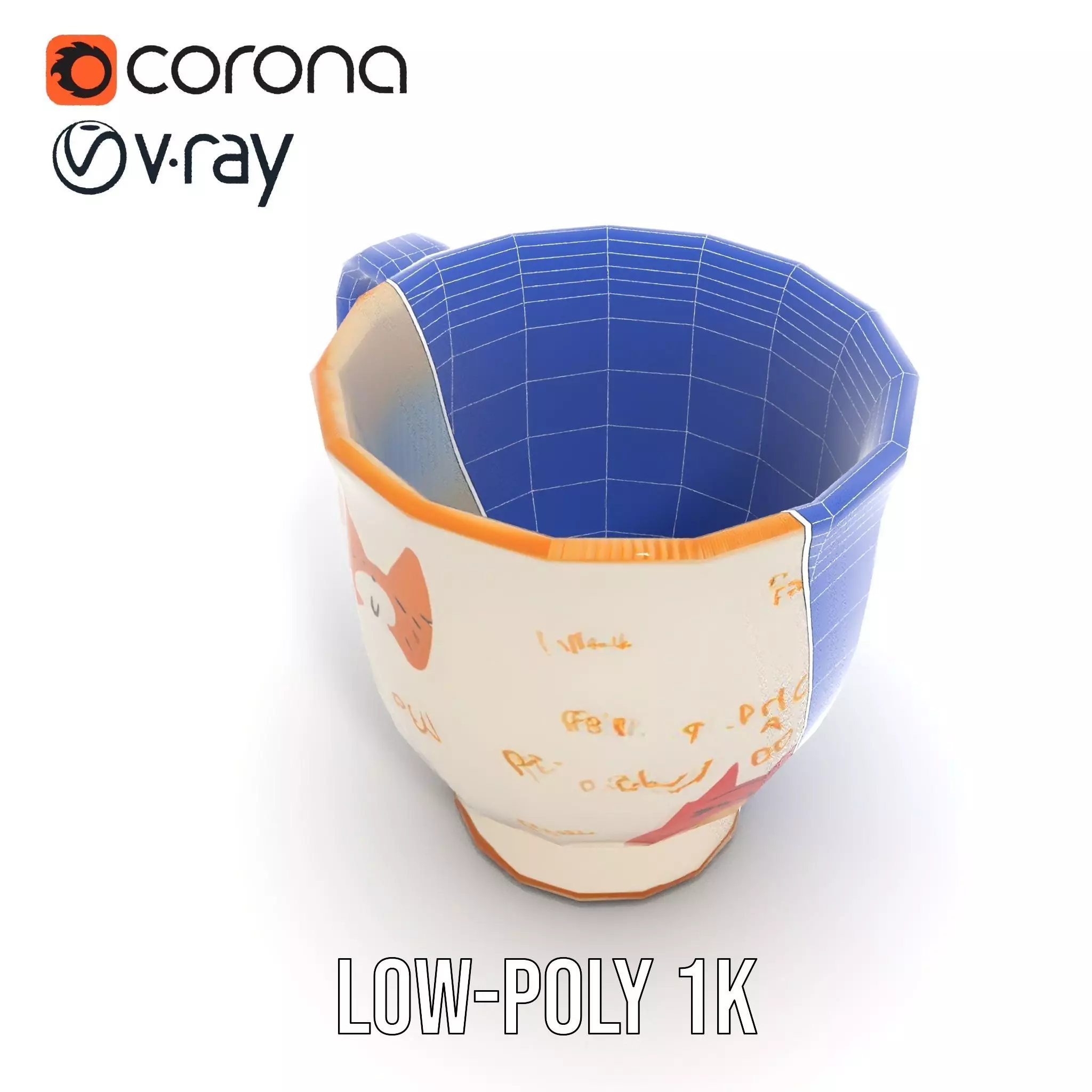Cute Cat Mug model pack Low-poly 3D model_20