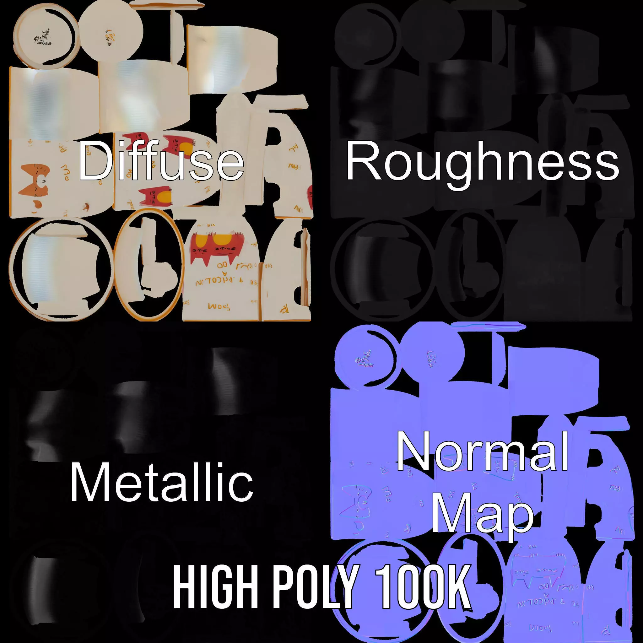 Cute Cat Mug model pack Low-poly 3D model_3