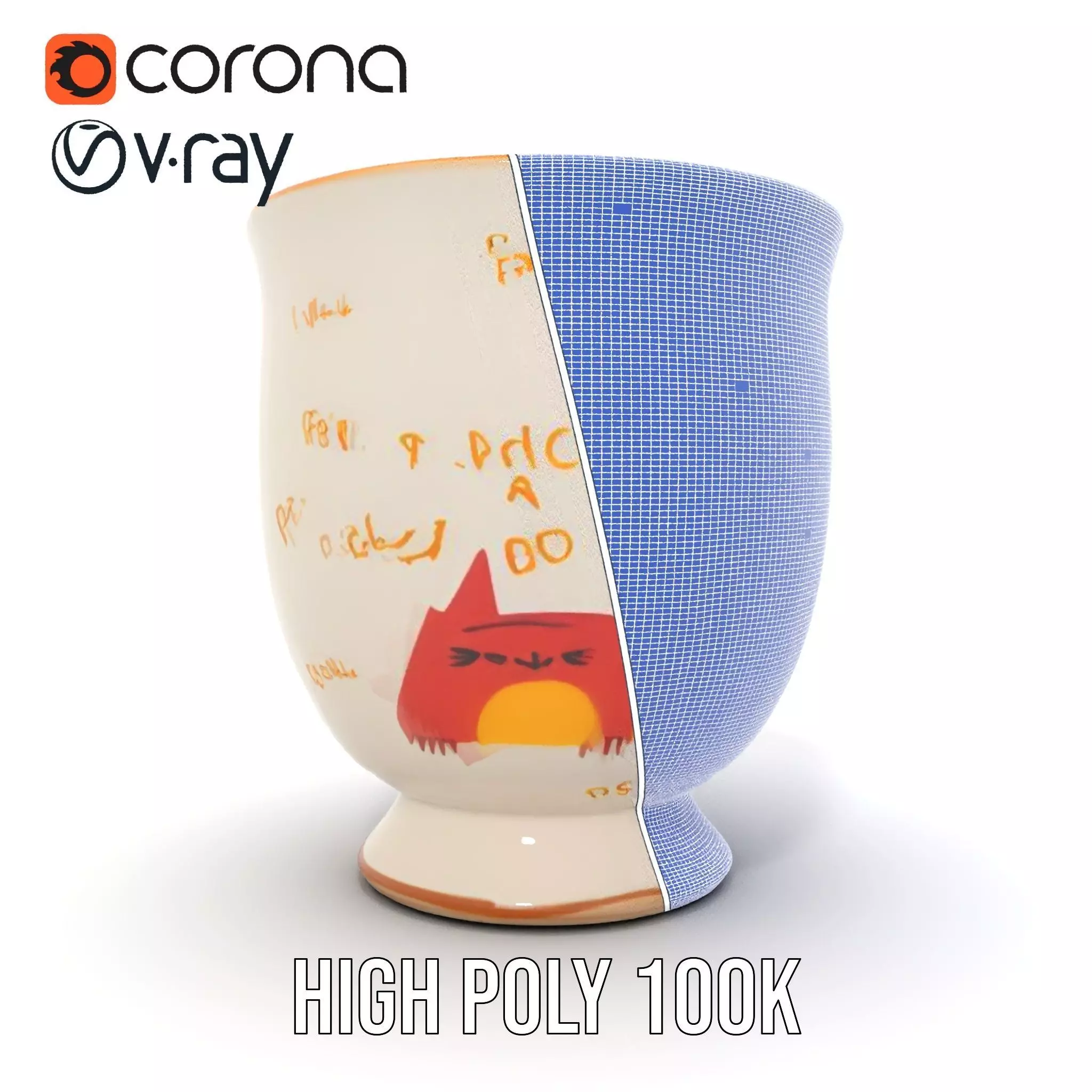 Cute Cat Mug model pack Low-poly 3D model_32