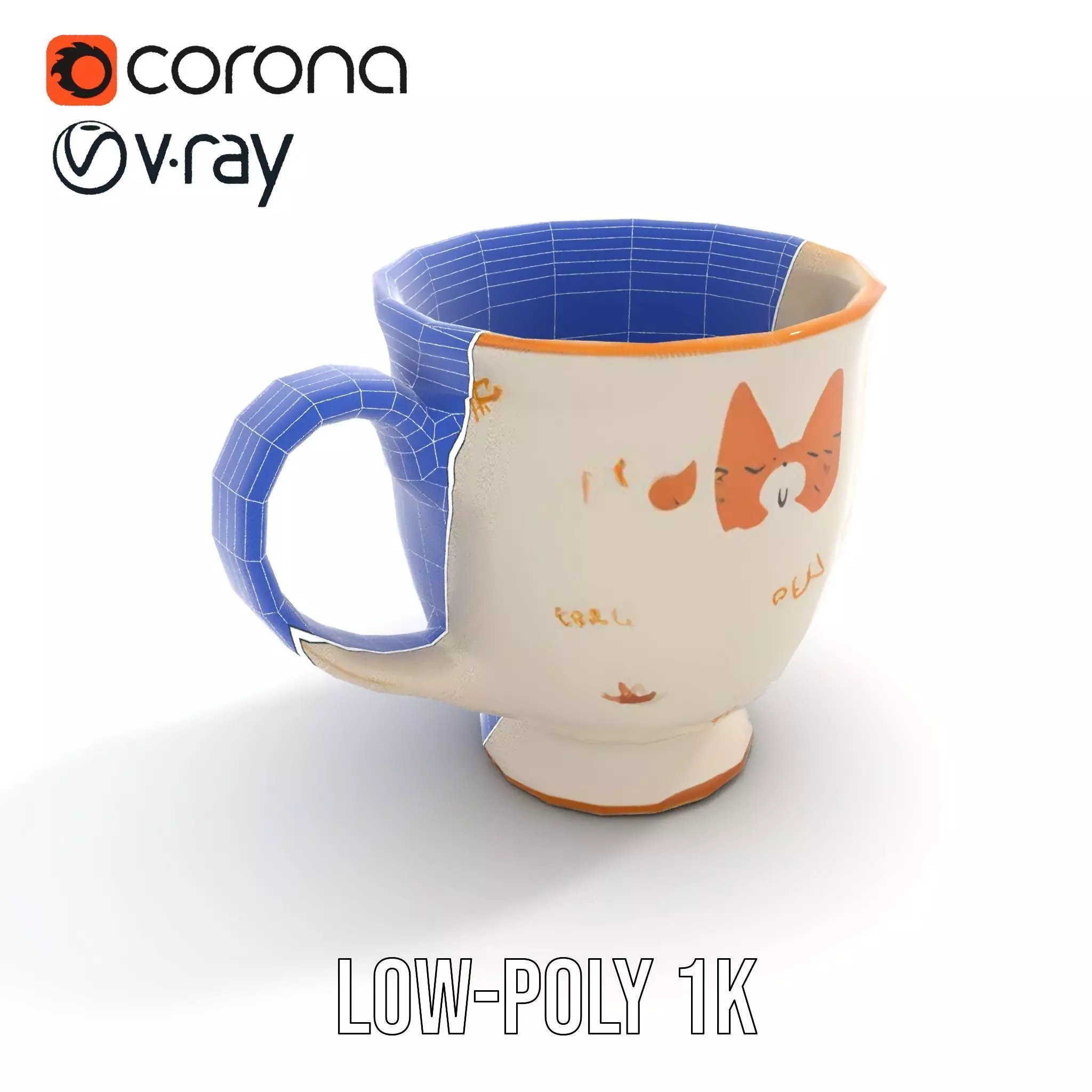 Cute Cat Mug model pack Low-poly 3D model_25