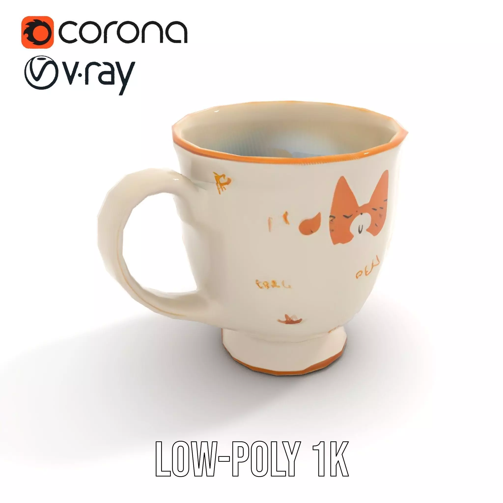 Cute Cat Mug model pack Low-poly 3D model_9