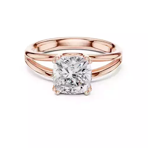 Solitaire Cushion Cut Split Shank Engagement Ring 3DM STL Video