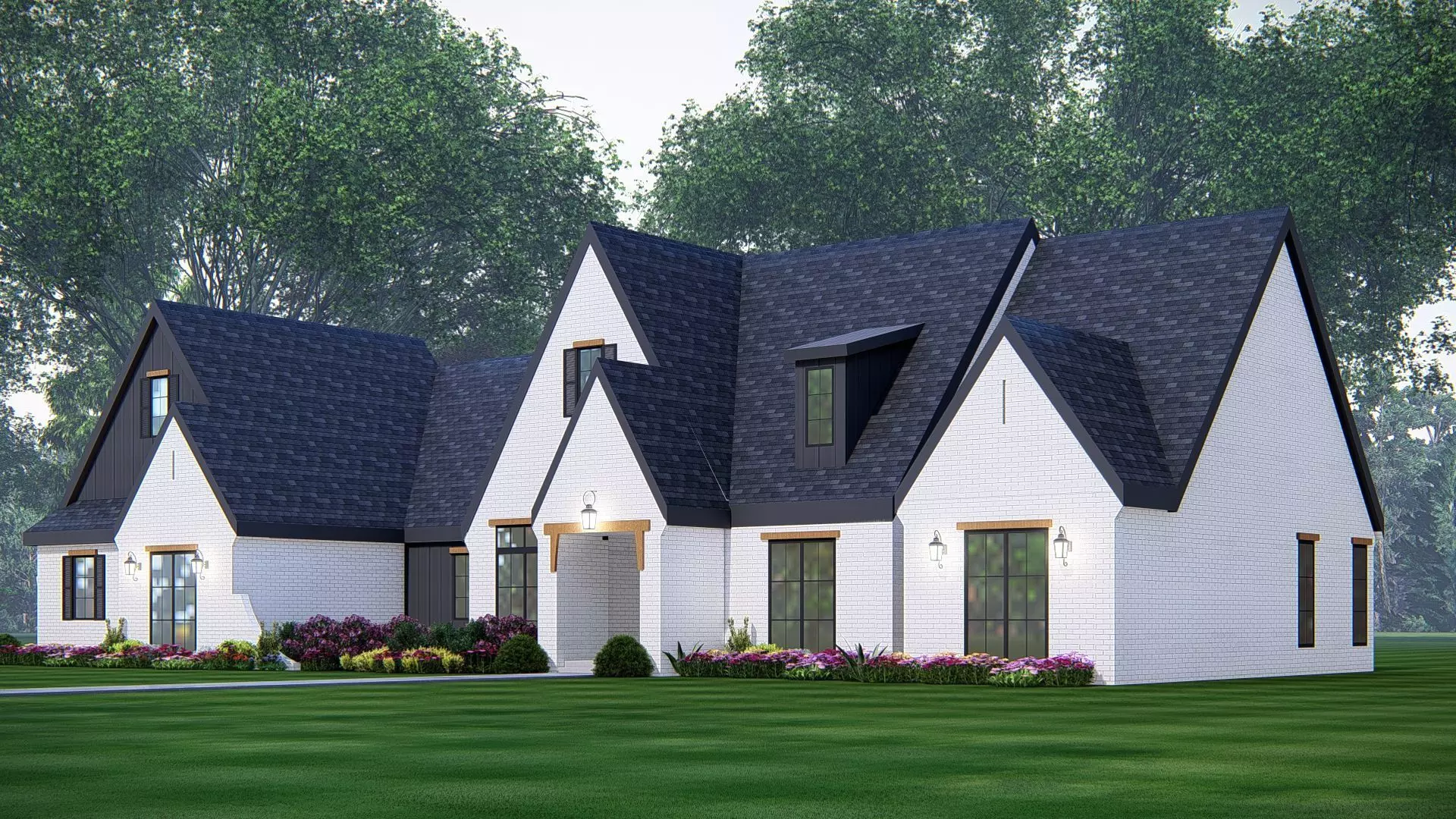 Ranch Farmhouse 3D Model  Classic American Country Home Exterior 3D model_1