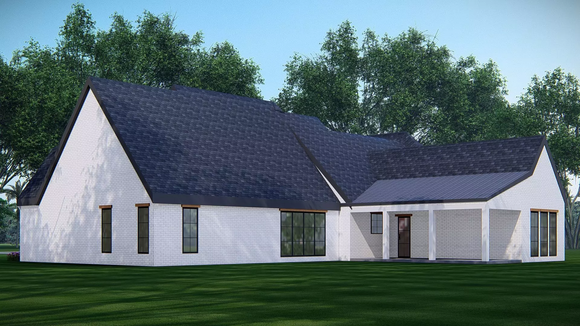 Ranch Farmhouse 3D Model  Classic American Country Home Exterior 3D model_2