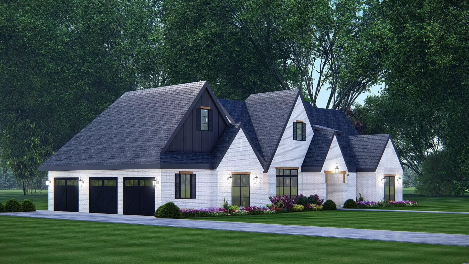 Ranch Farmhouse 3D Model  Classic American Country Home Exterior 3D model_4