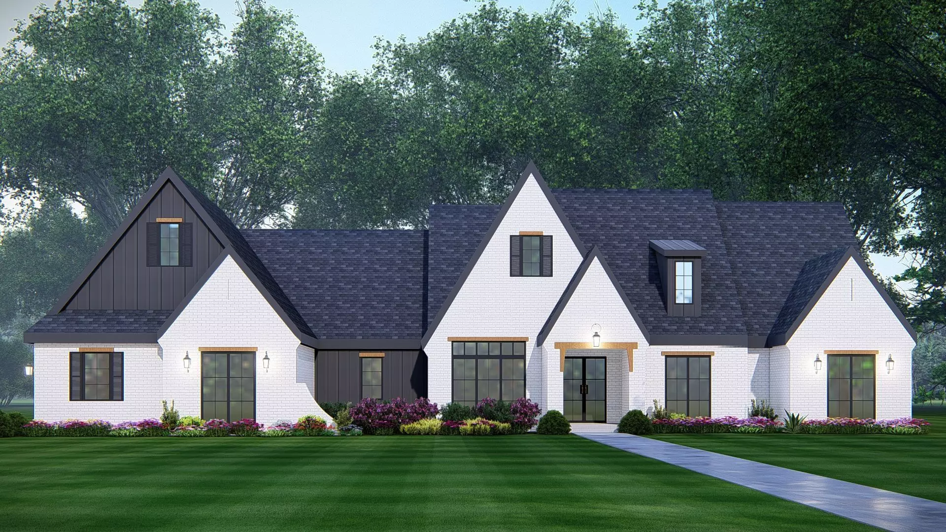 Ranch Farmhouse 3D Model  Classic American Country Home Exterior 3D model_0