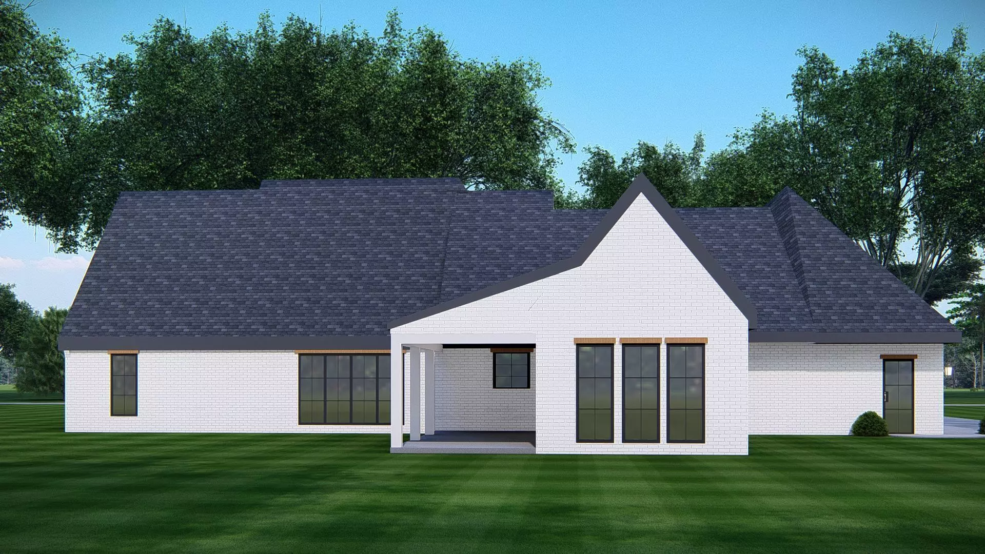 Ranch Farmhouse 3D Model  Classic American Country Home Exterior 3D model_3