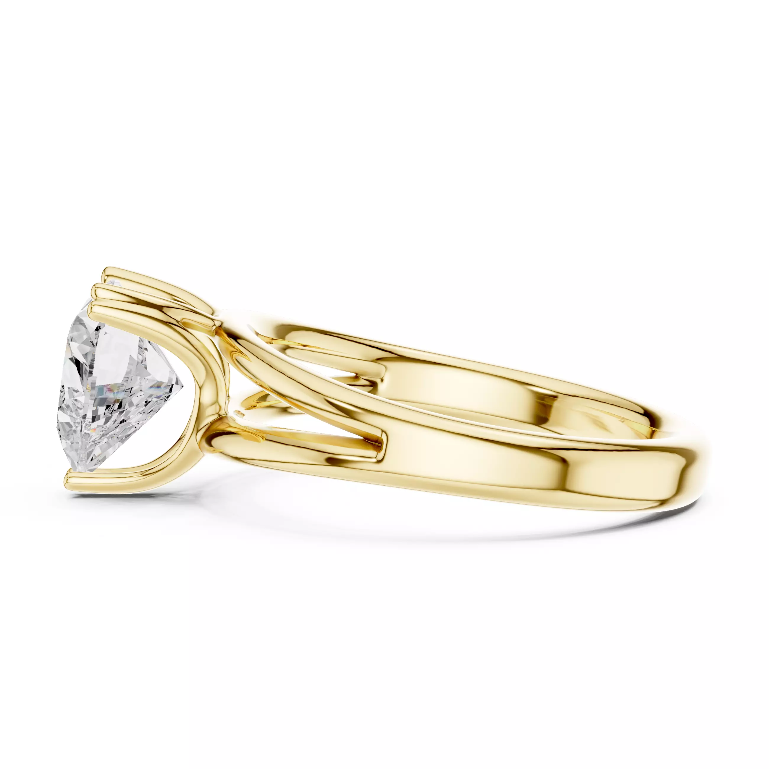 Solitaire Heart Cut Diamond Split Shank Wedding Ring File Video 3D print model_8