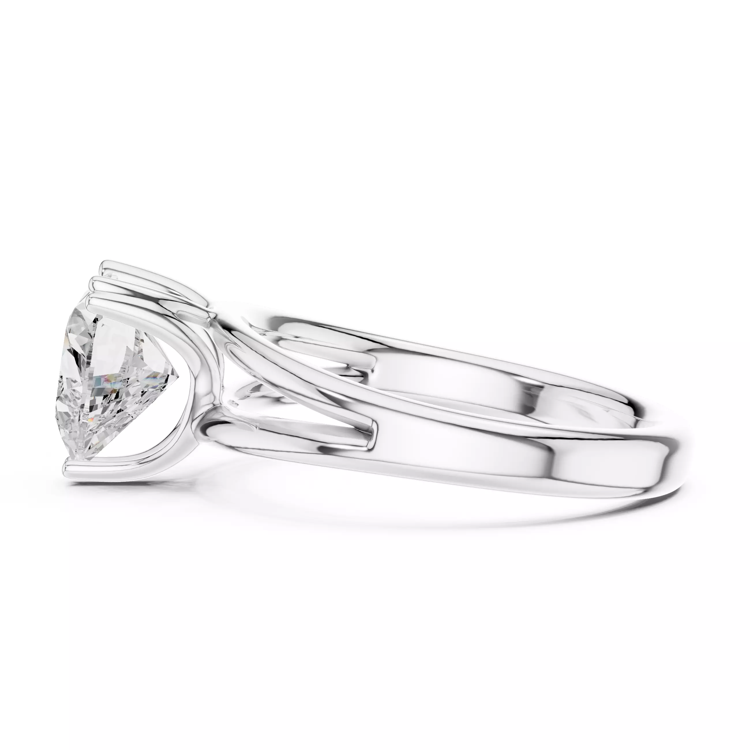 Solitaire Heart Cut Diamond Split Shank Wedding Ring File Video 3D print model_11