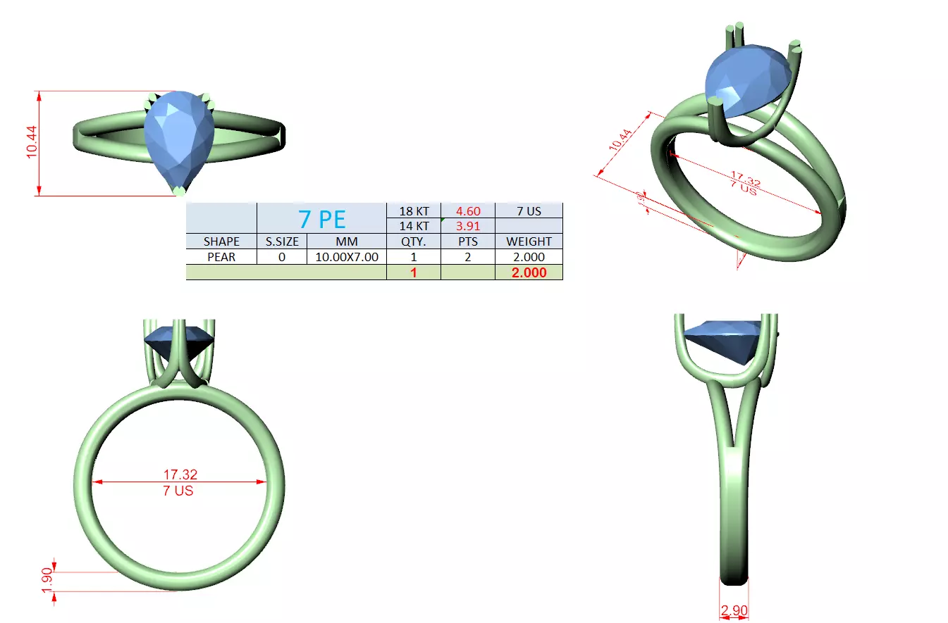 Solitaire Heart Cut Diamond Split Shank Wedding Ring File Video 3D print model_15