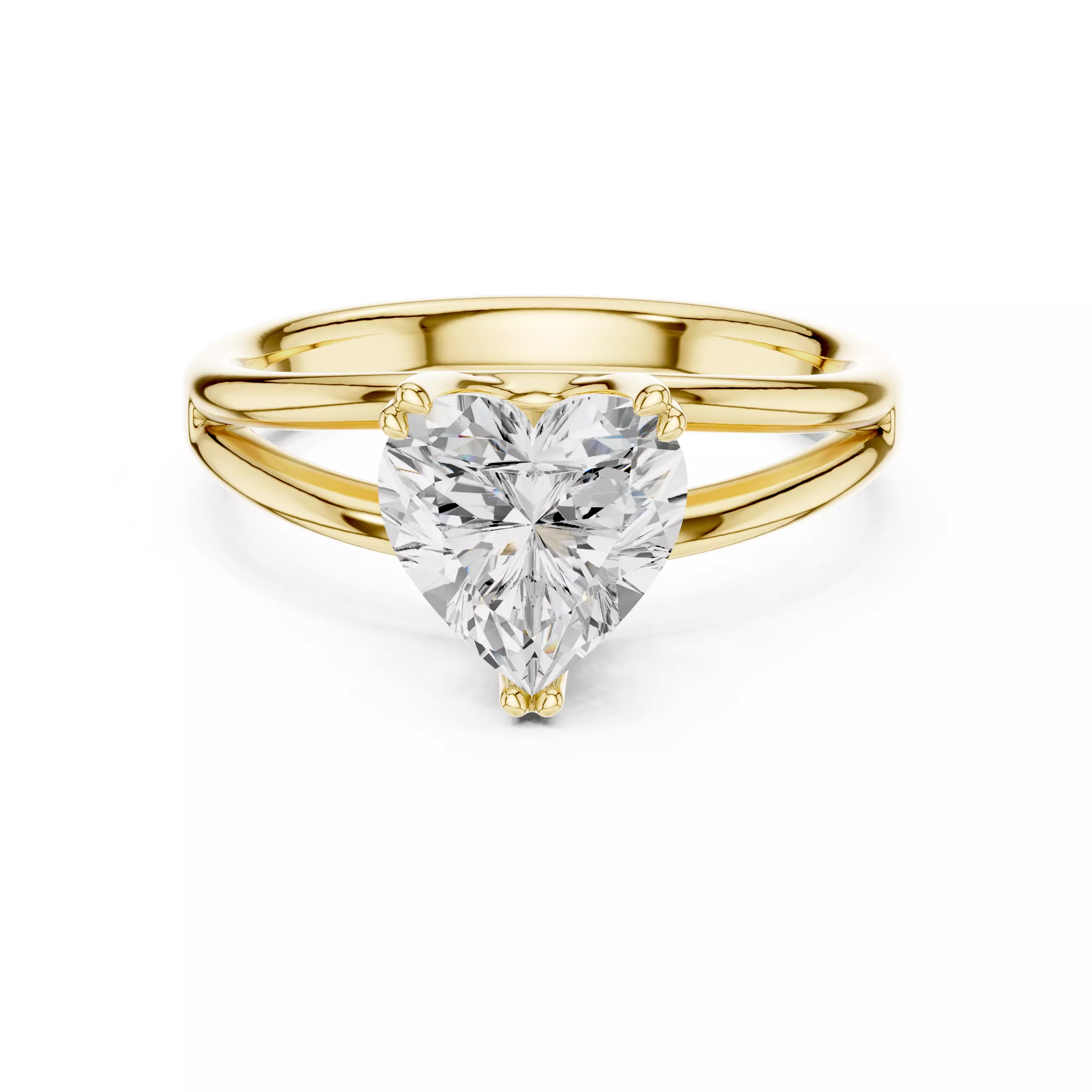 Solitaire Heart Cut Diamond Split Shank Wedding Ring File Video 3D print model_1