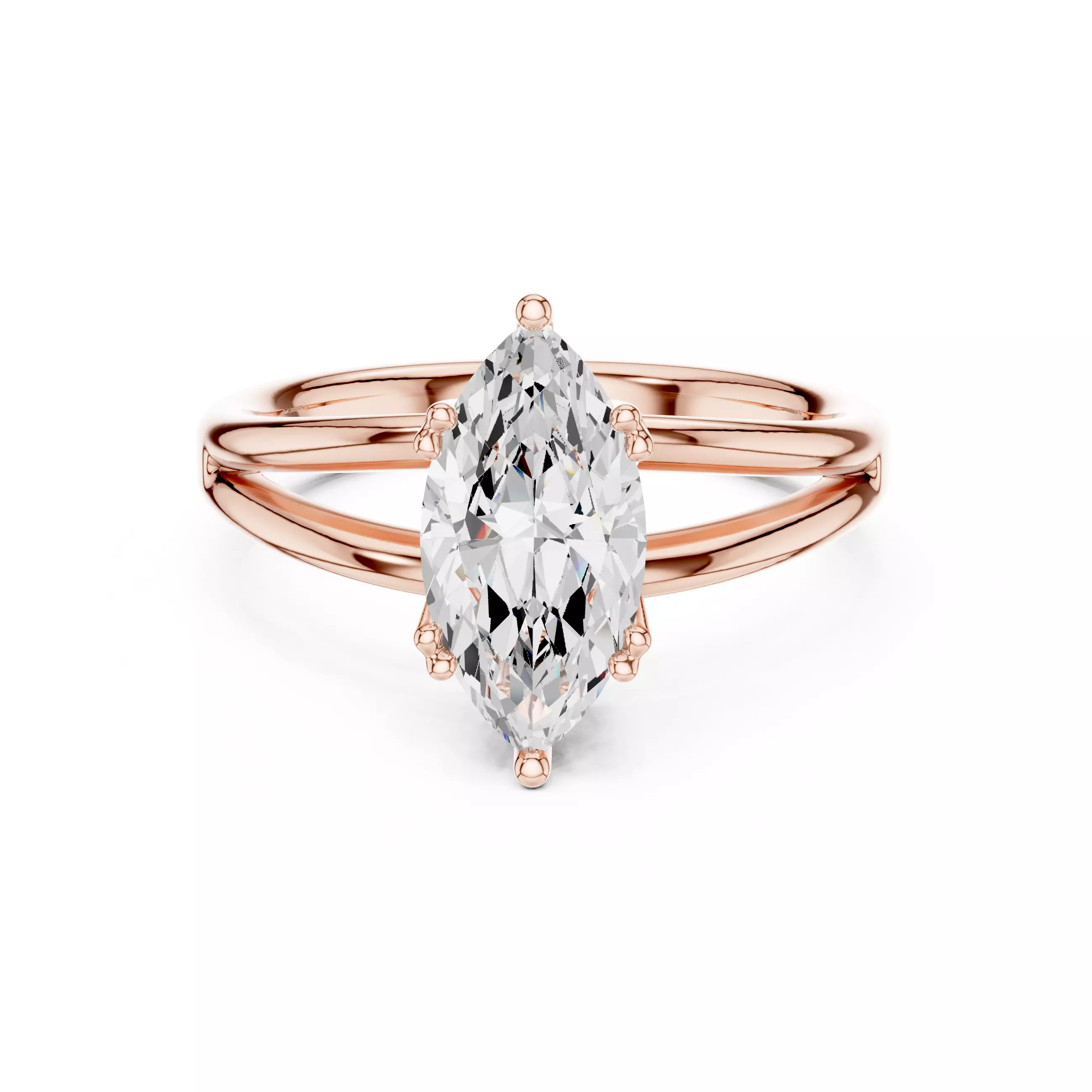 Solitaire Marquise Cut Diamond Split Shank Wedding Ring Video 3D print model