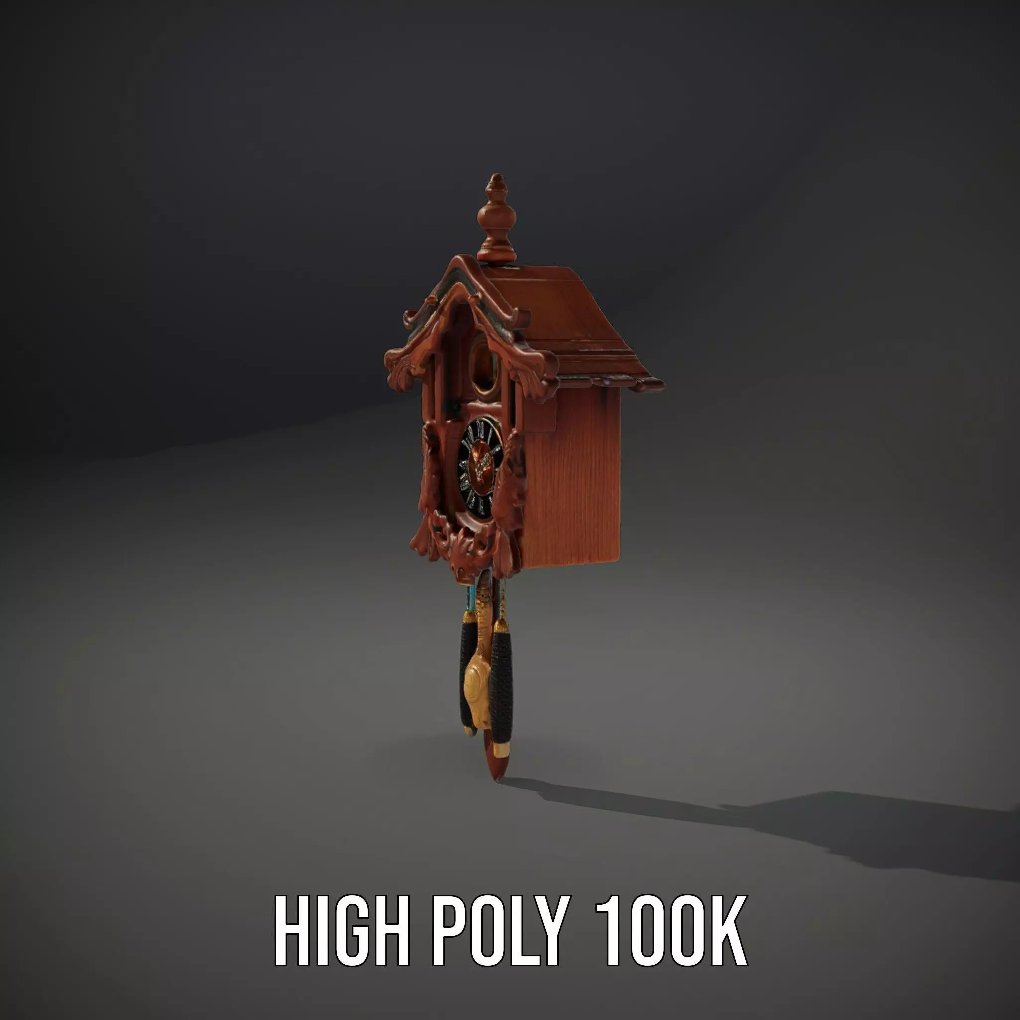 Classic Wooden Cuckoo Clock model pack Low-poly 3D model_8