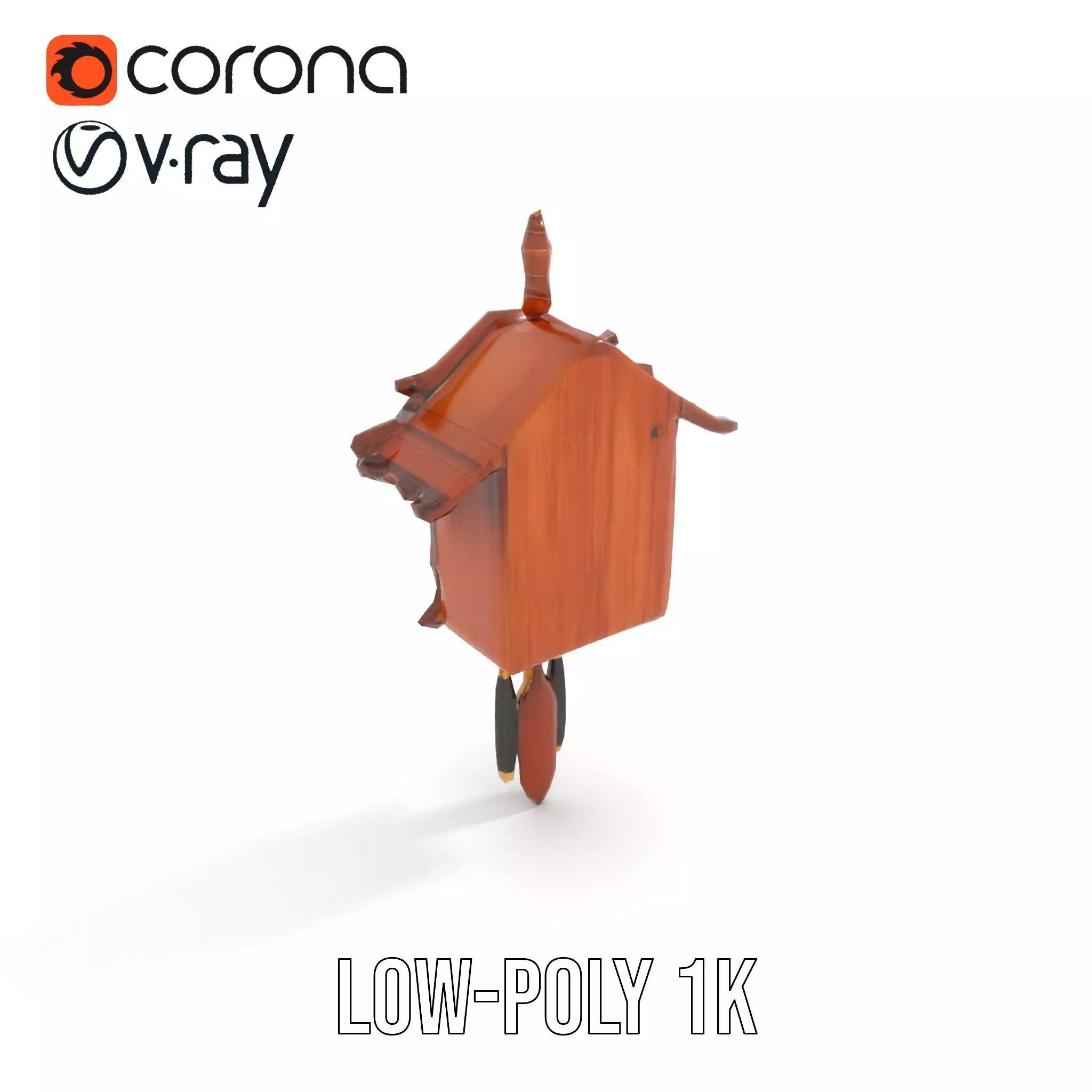 Classic Wooden Cuckoo Clock model pack Low-poly 3D model_9