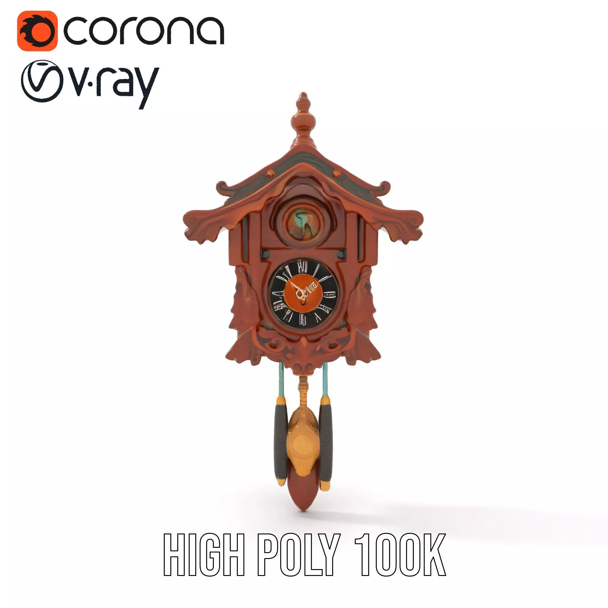 Classic Wooden Cuckoo Clock model pack Low-poly 3D model_32