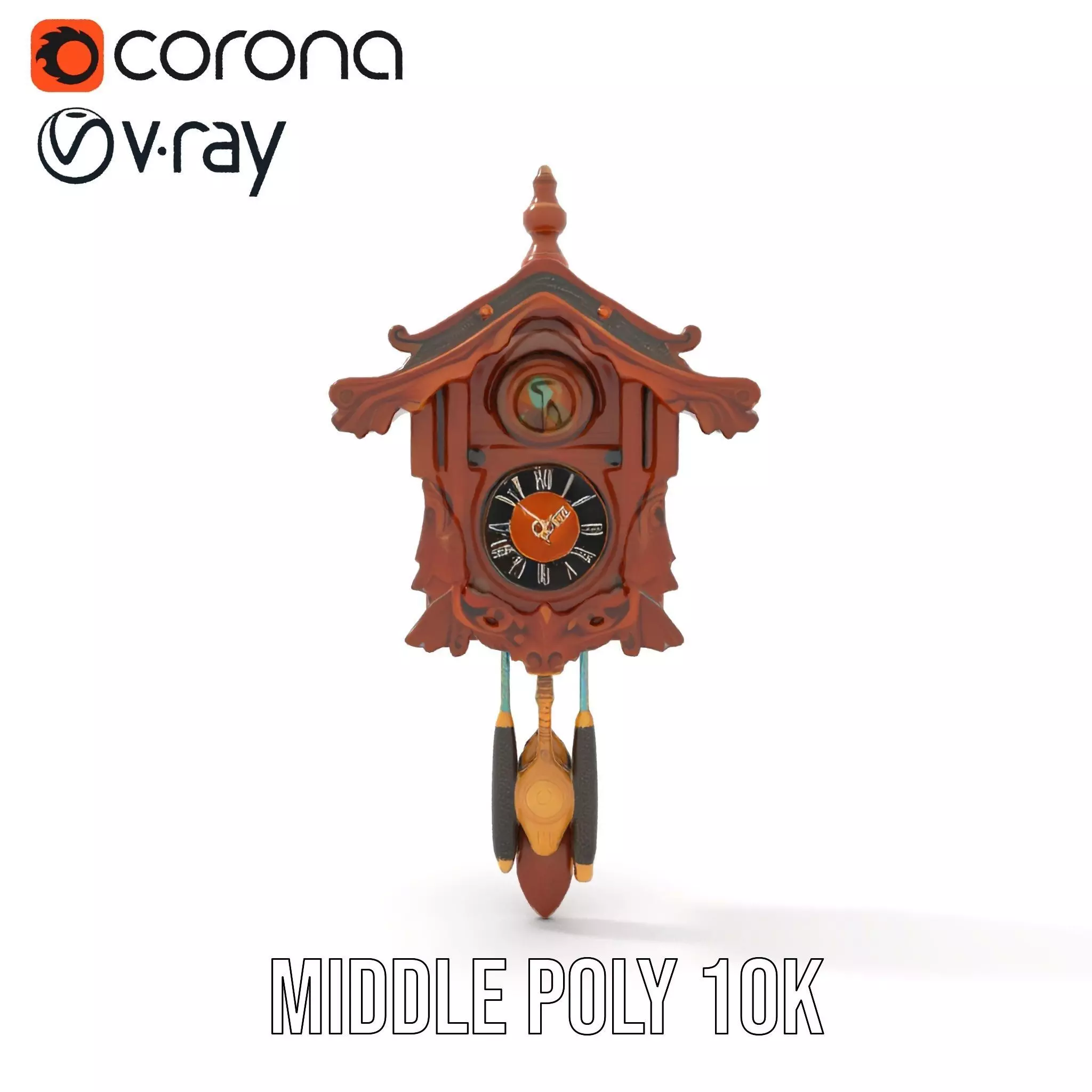Classic Wooden Cuckoo Clock model pack Low-poly 3D model_11