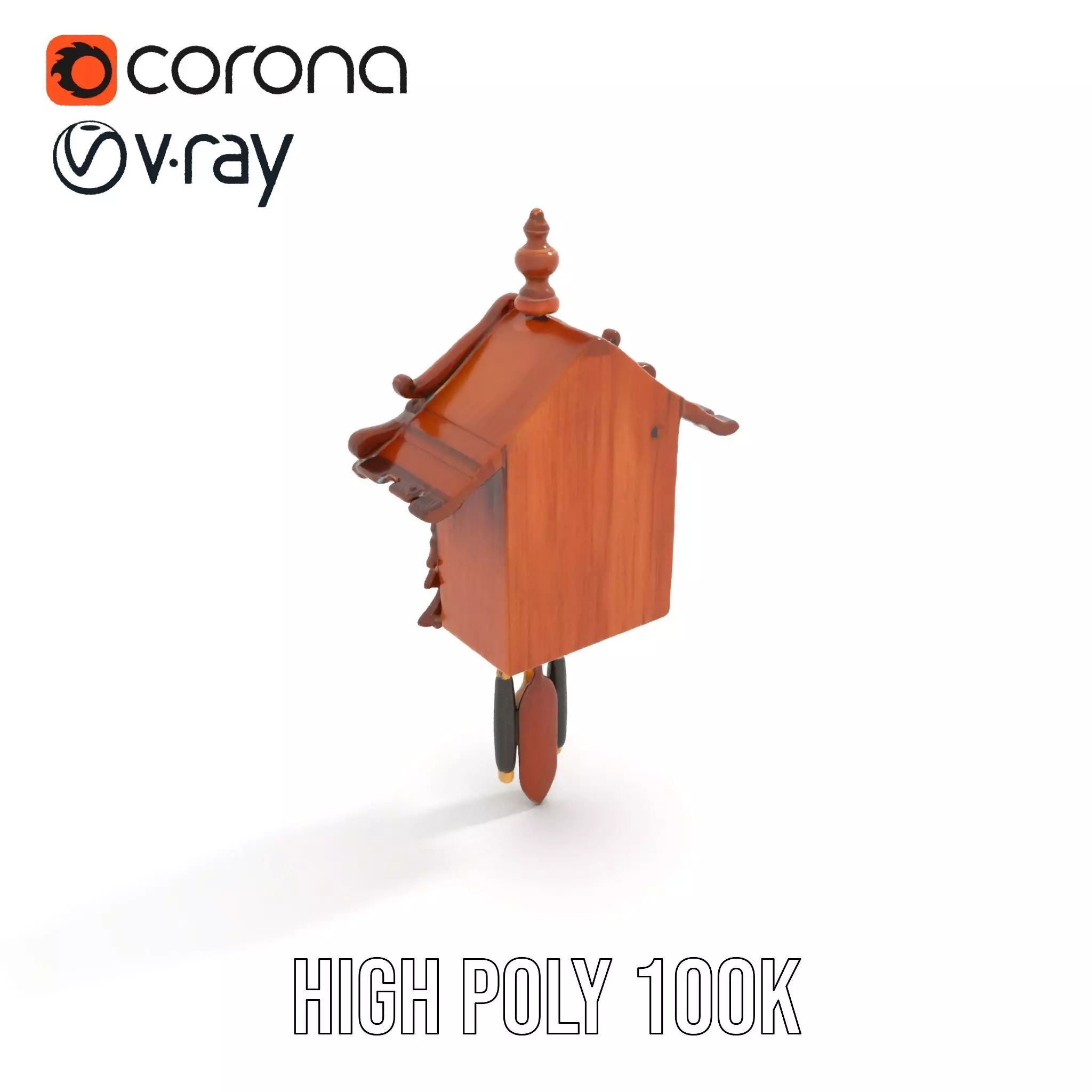 Classic Wooden Cuckoo Clock model pack Low-poly 3D model_20