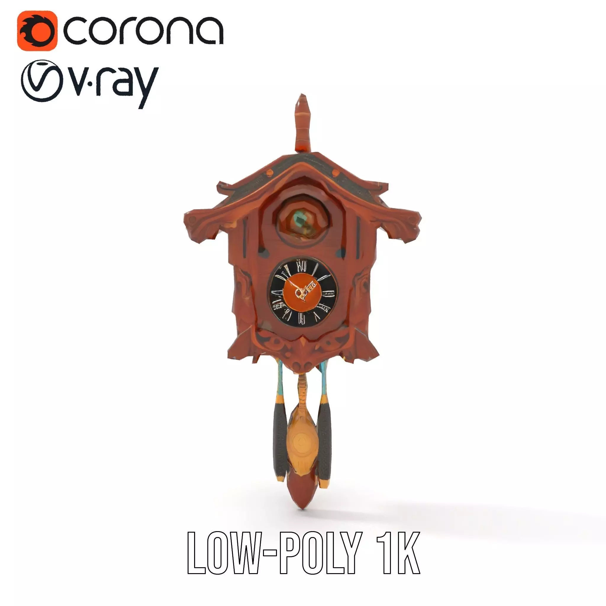 Classic Wooden Cuckoo Clock model pack Low-poly 3D model_22