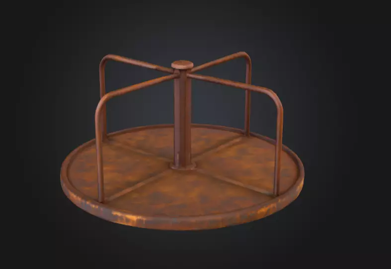 Rustic Spin Carousel Low-poly 3D model_0