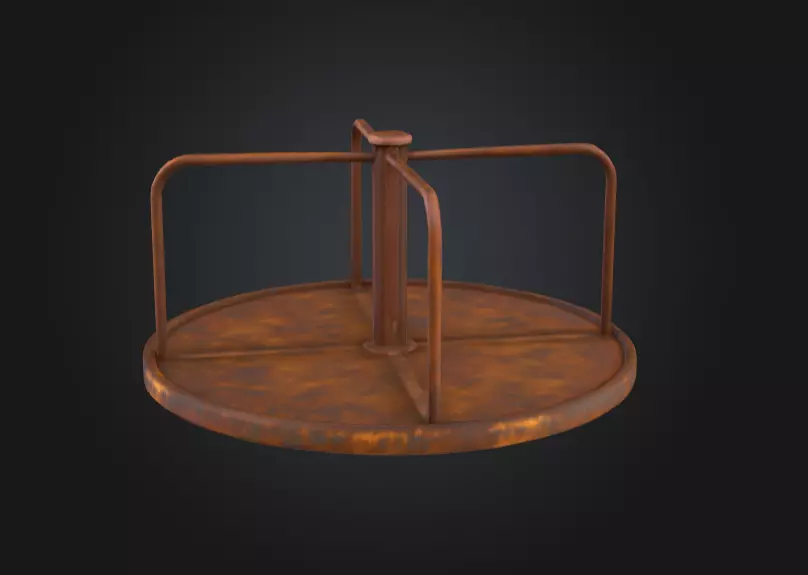 Rustic Spin Carousel Low-poly 3D model_2