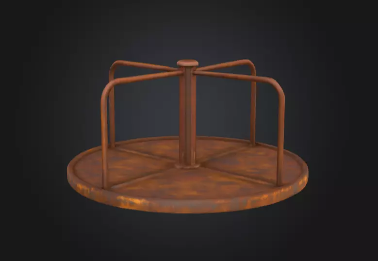 Rustic Spin Carousel Low-poly 3D model_3