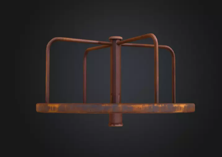 Rustic Spin Carousel Low-poly 3D model_6