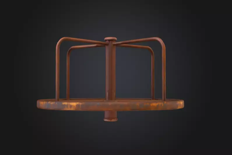 Rustic Spin Carousel Low-poly 3D model_1