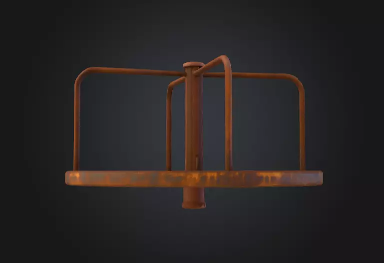 Rustic Spin Carousel Low-poly 3D model_5