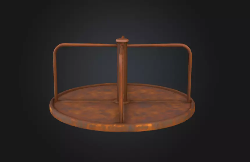 Rustic Spin Carousel Low-poly 3D model_4
