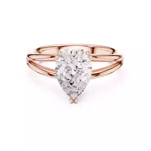 Solitaire Pear Cut Diamond Split Shank Wedding Ring File Video