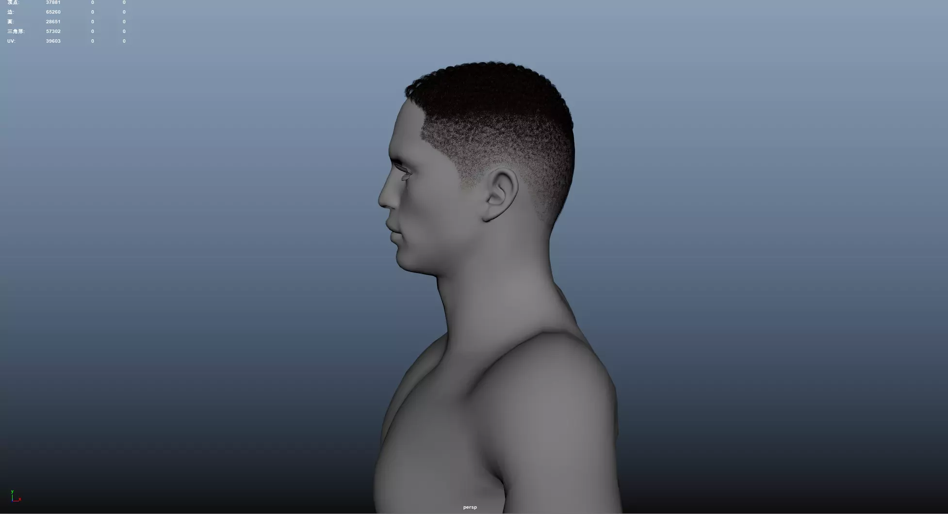 African character Hair Low-poly 3D model_7