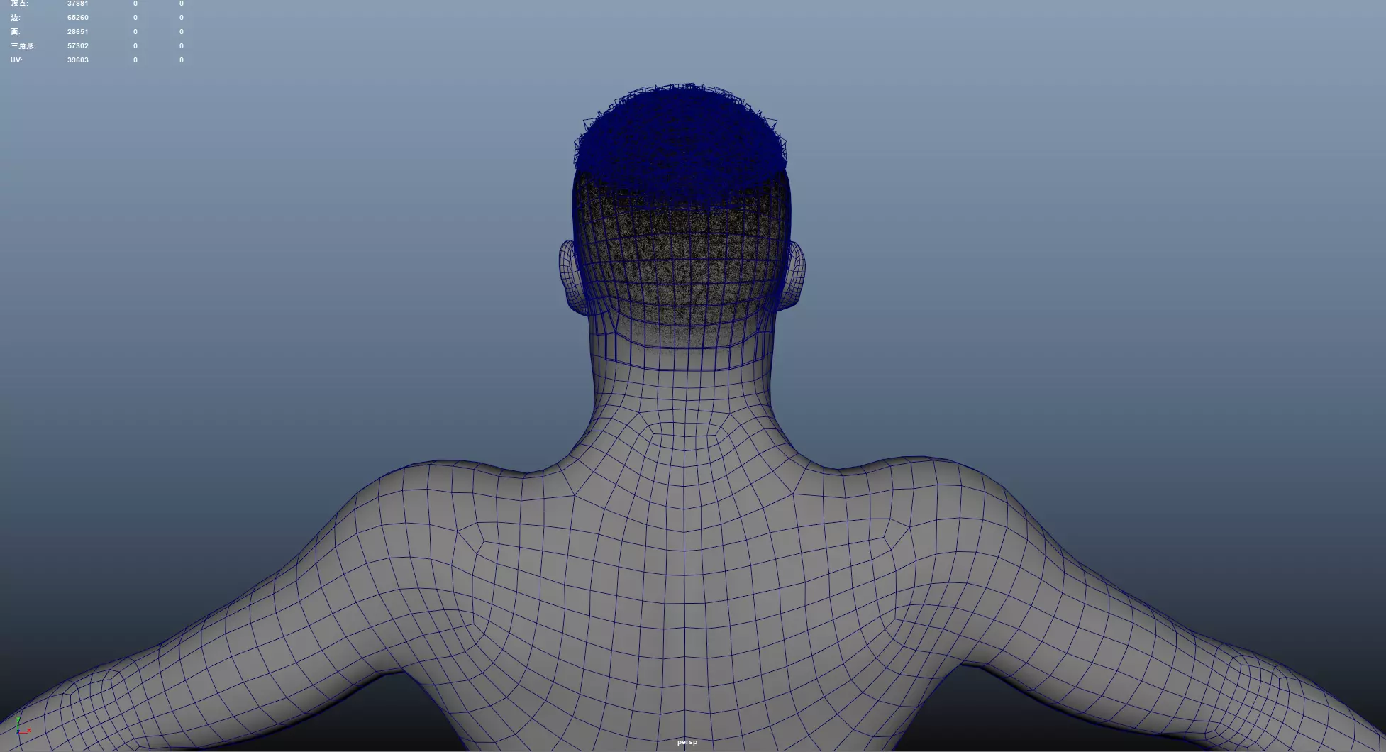 African character Hair Low-poly 3D model_10