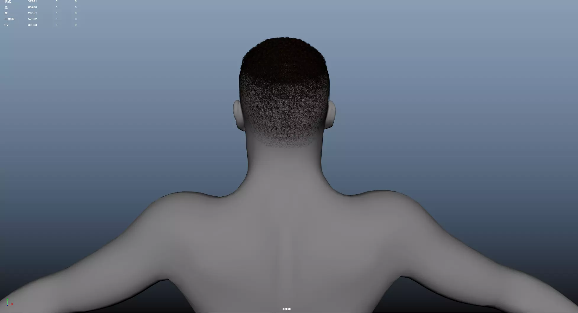 African character Hair Low-poly 3D model_9