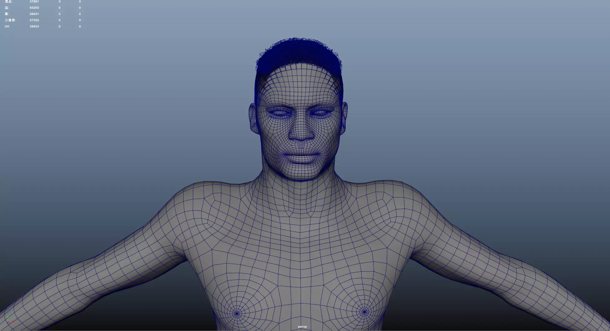 African character Hair Low-poly 3D model_6