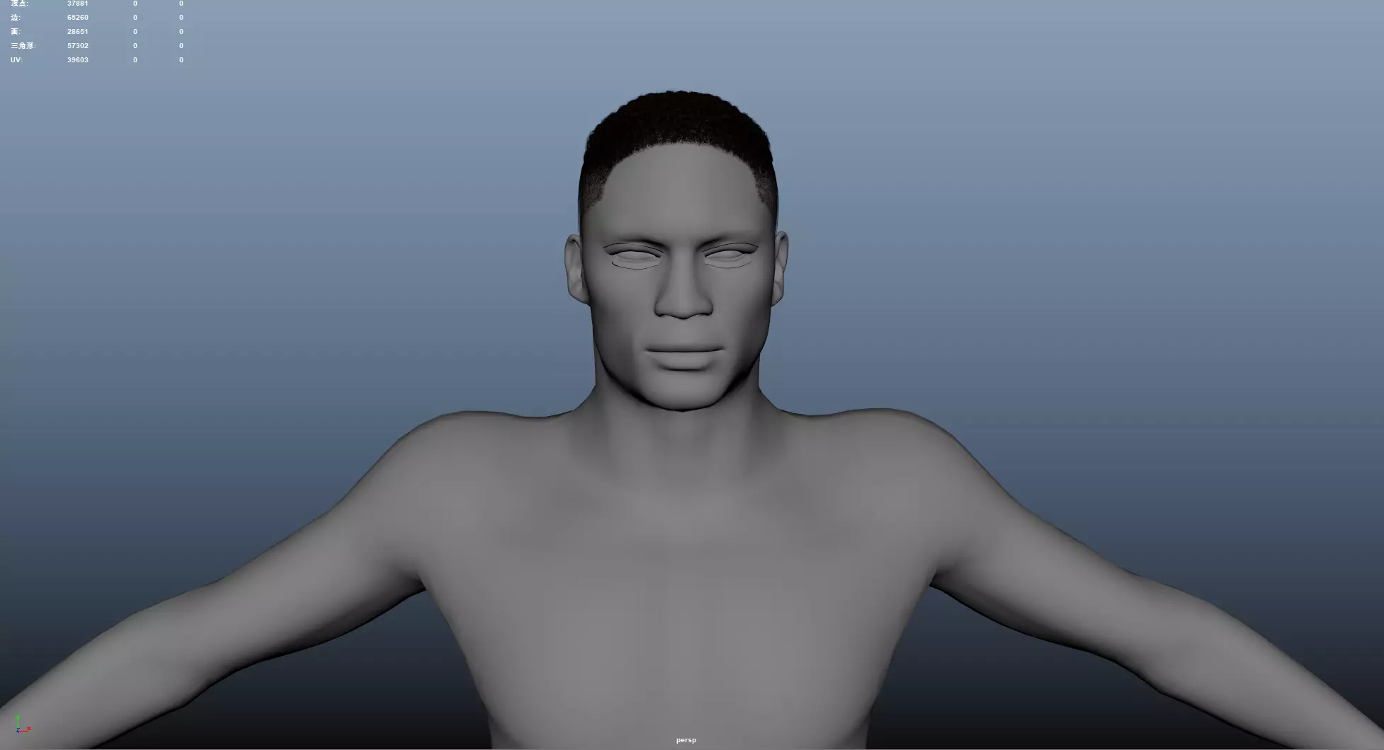 African character Hair Low-poly 3D model_5